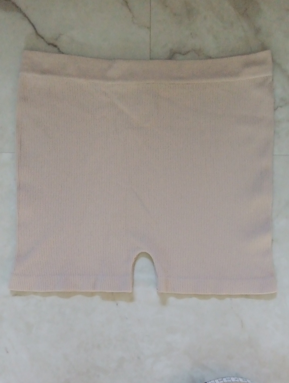 Fashion Nova Ribbed High-Waist Bike Shorts in Beige